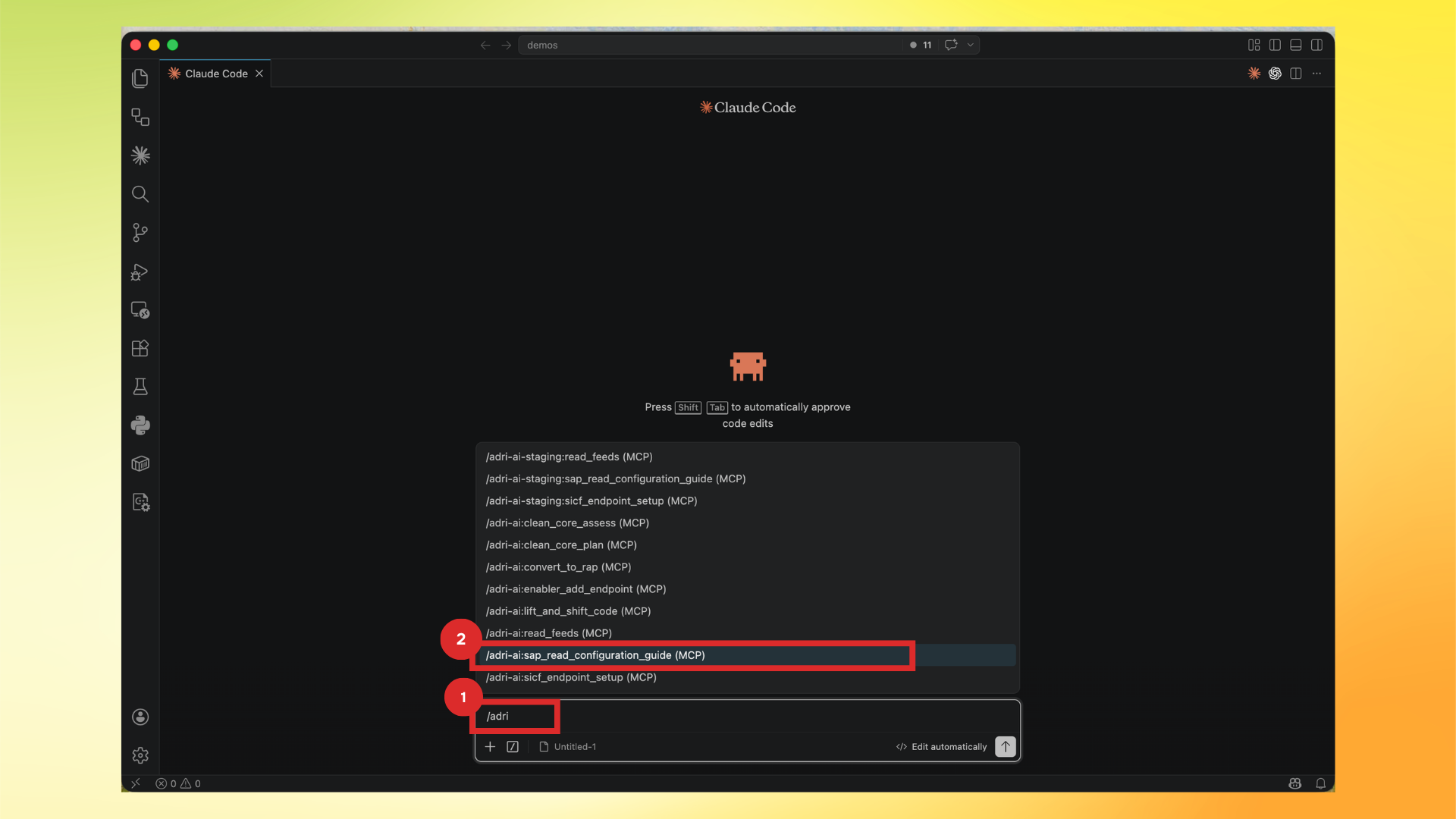 Select the sap_read_configuration_guide prompt in Claude Code
