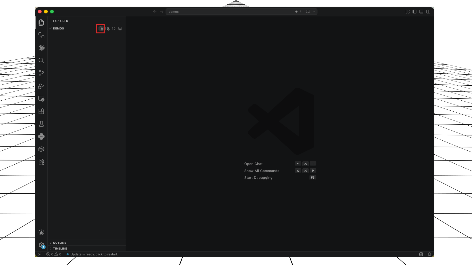 Click New File in VS Code Explorer