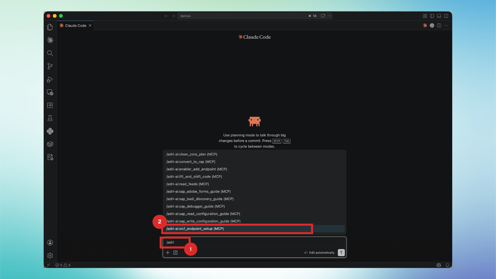 Select the SICF endpoint setup guide prompt