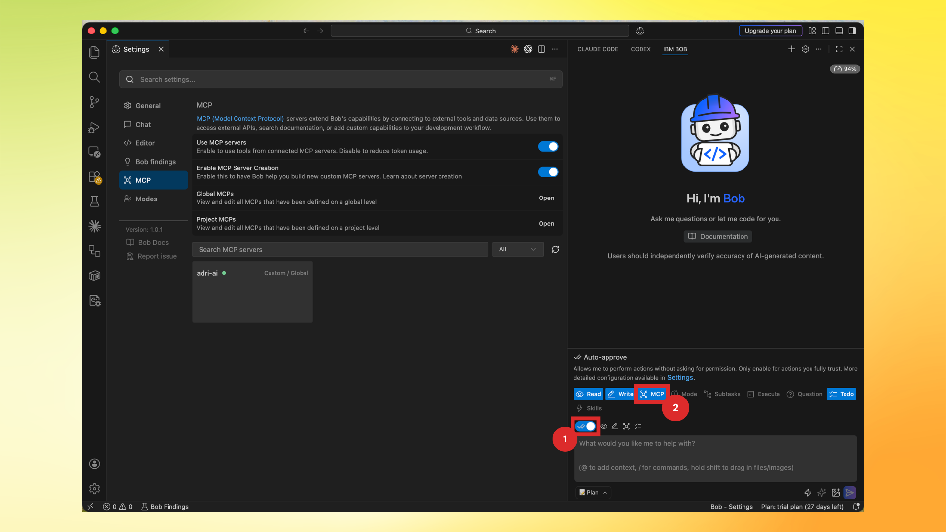 Ensure both switch and MCP button are blue