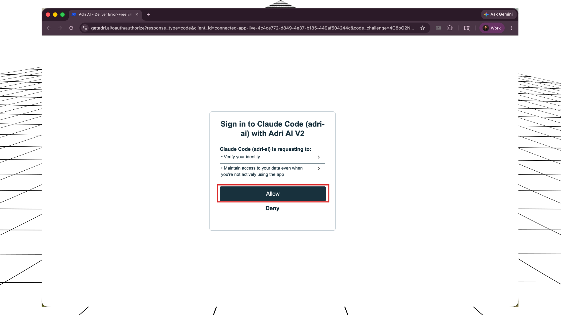 Allow Claude Code to access Adri AI