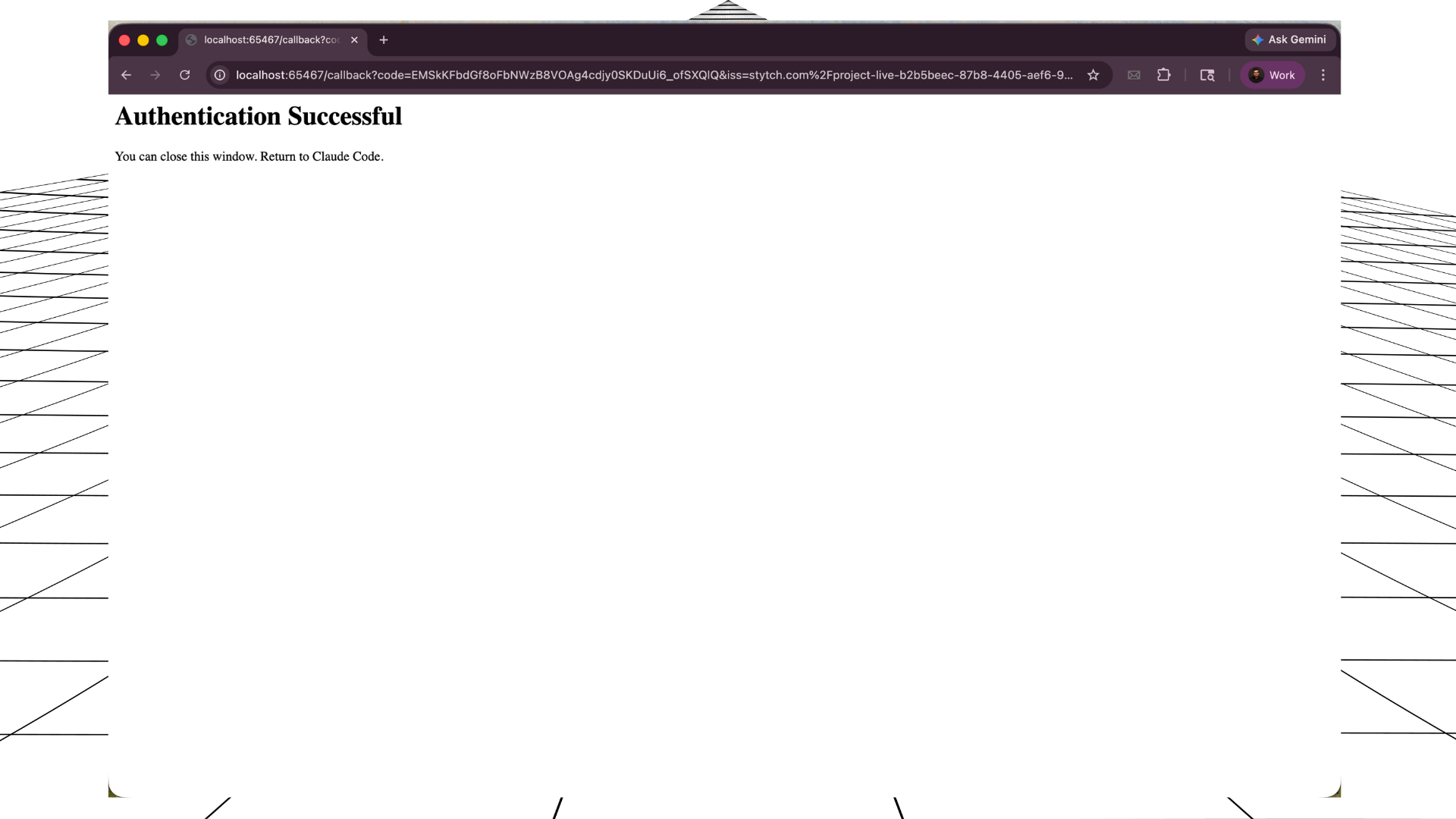 Authentication successful page