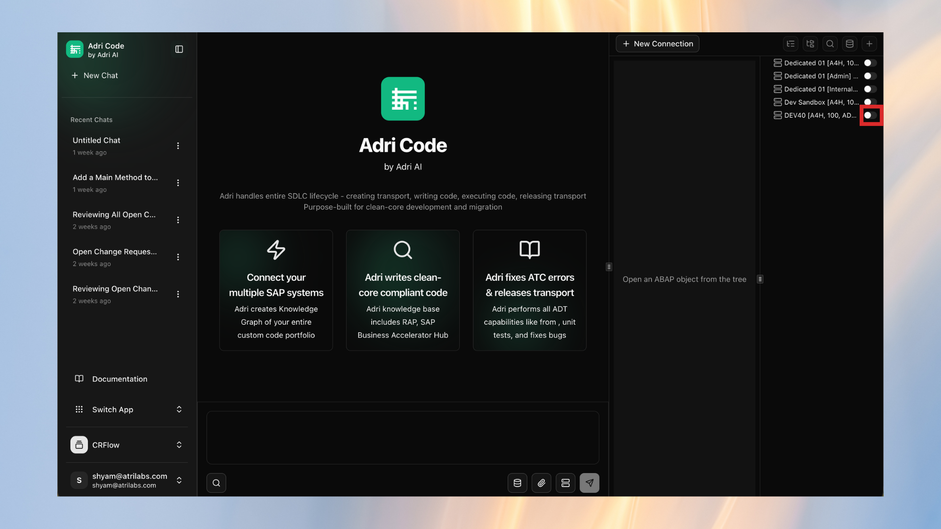 Enable a SAP connection switch