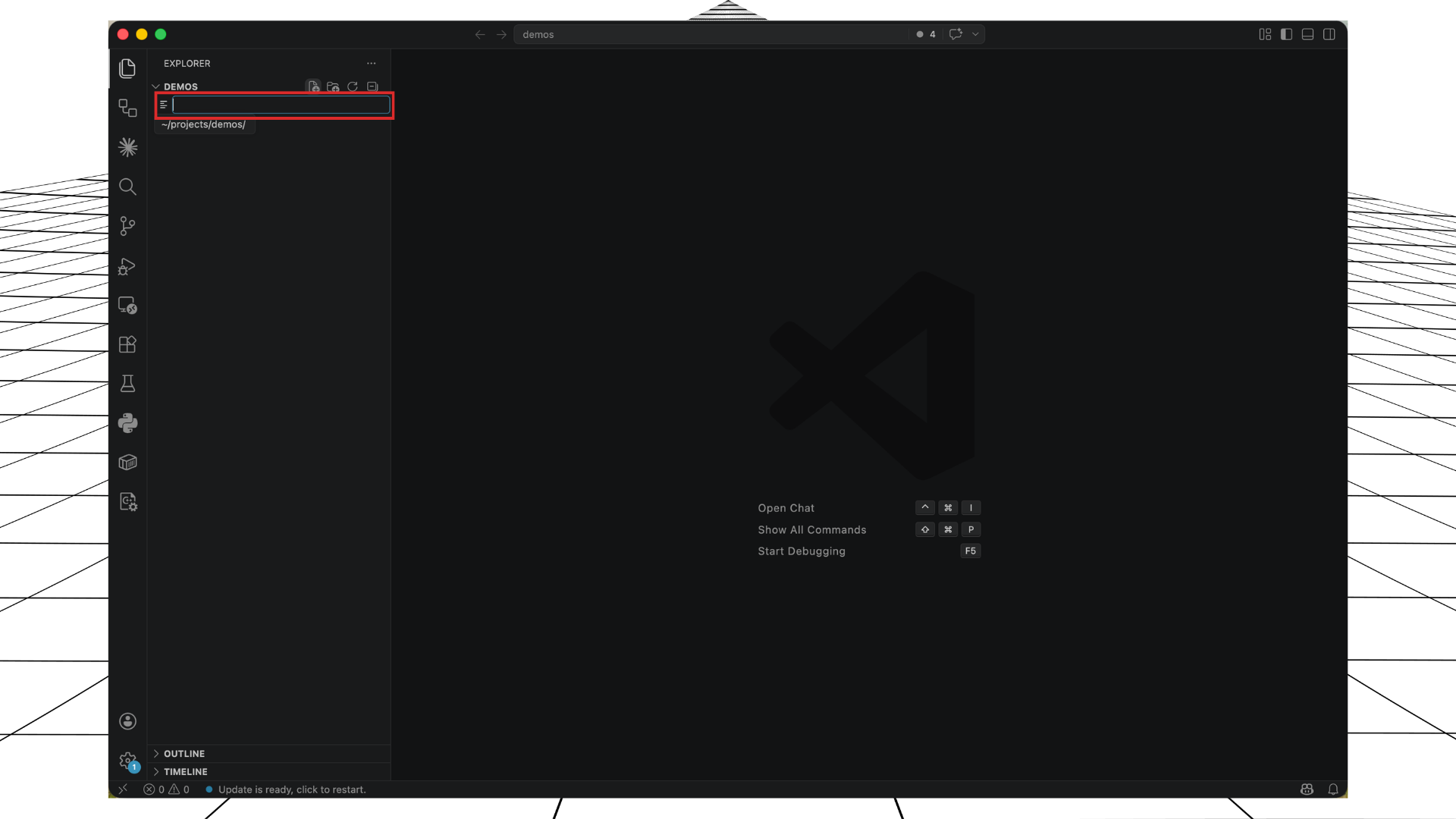 Start entering the new filename