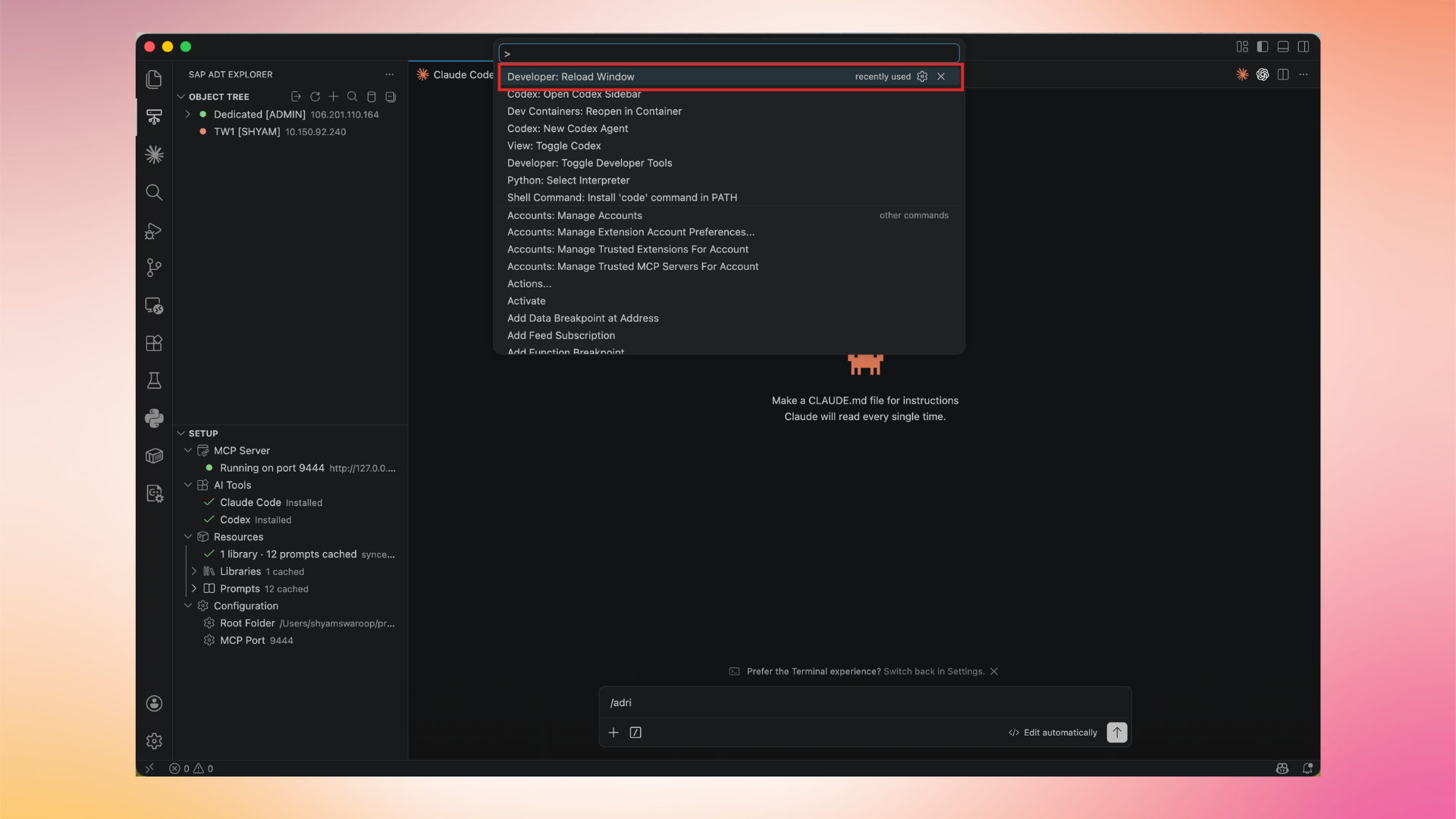 Coding agent picks up the refreshed resources