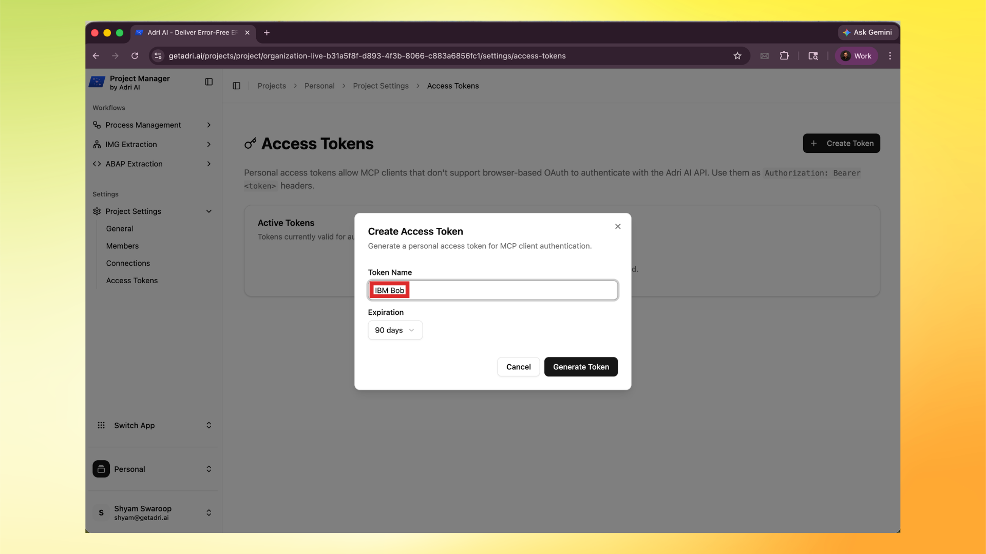 Generate a new access token