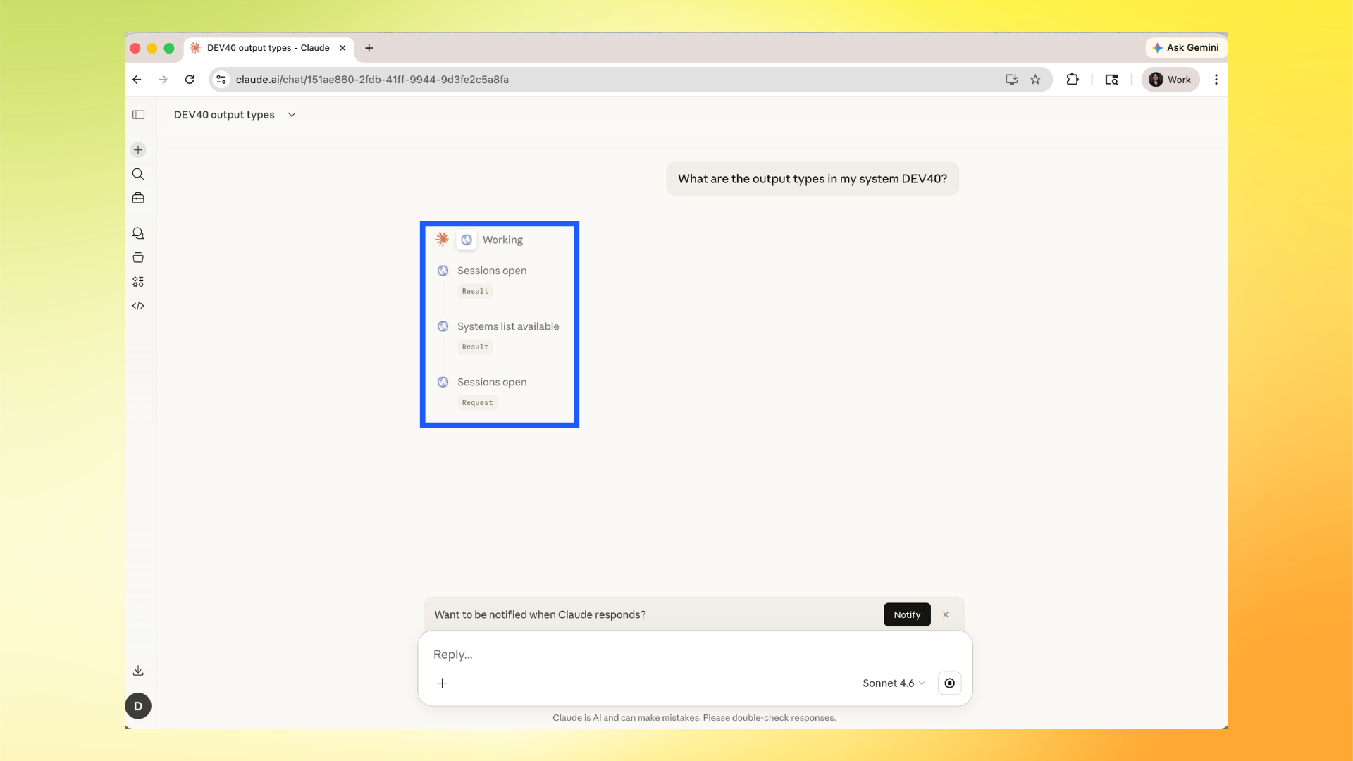 Tool execution progress in Claude