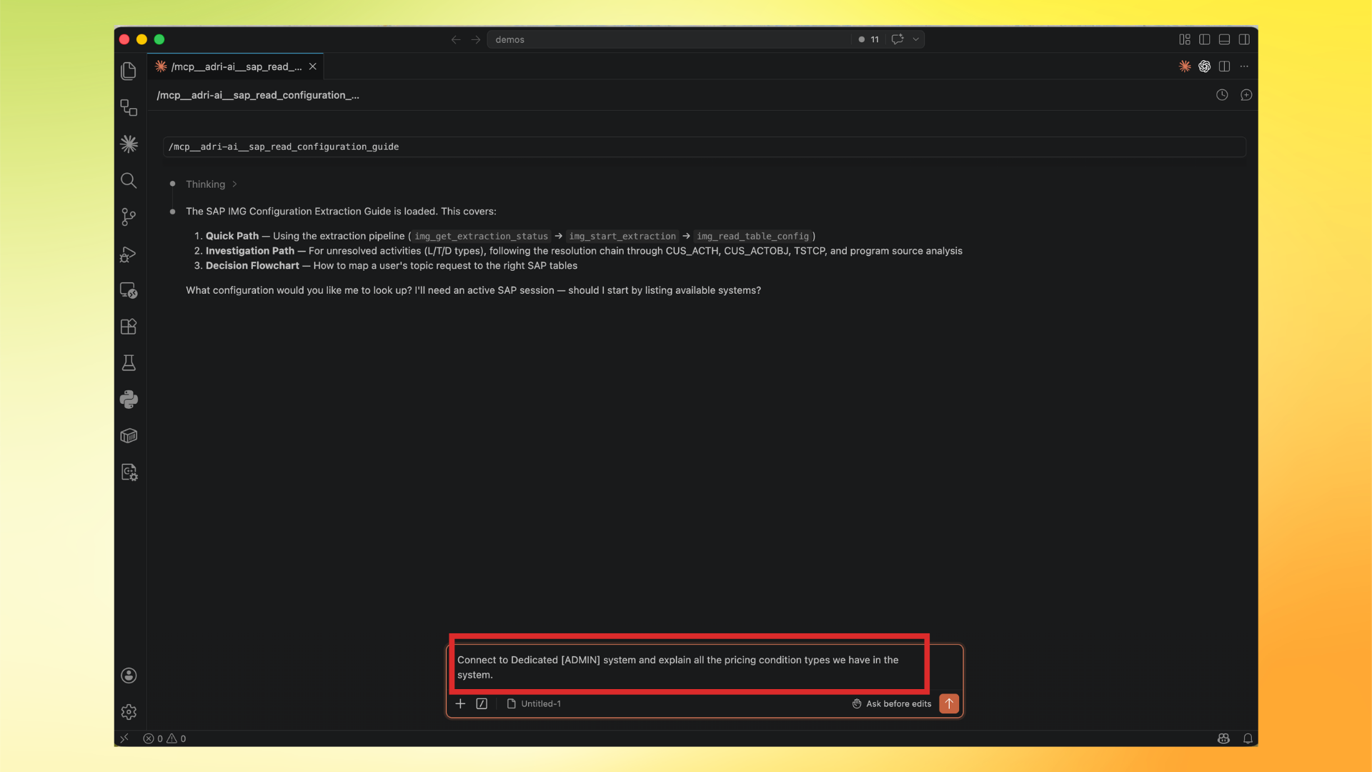 Submit the pricing condition types request