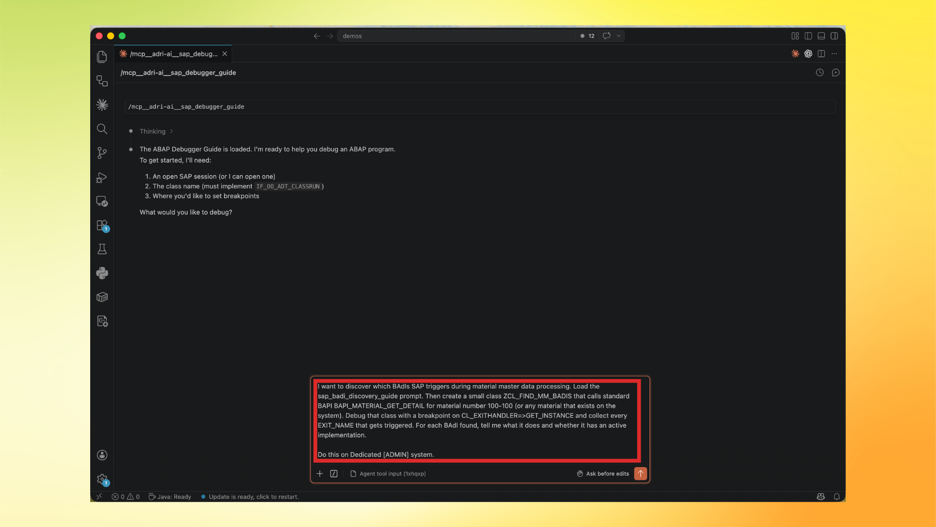 Submit BAdI discovery debugging request