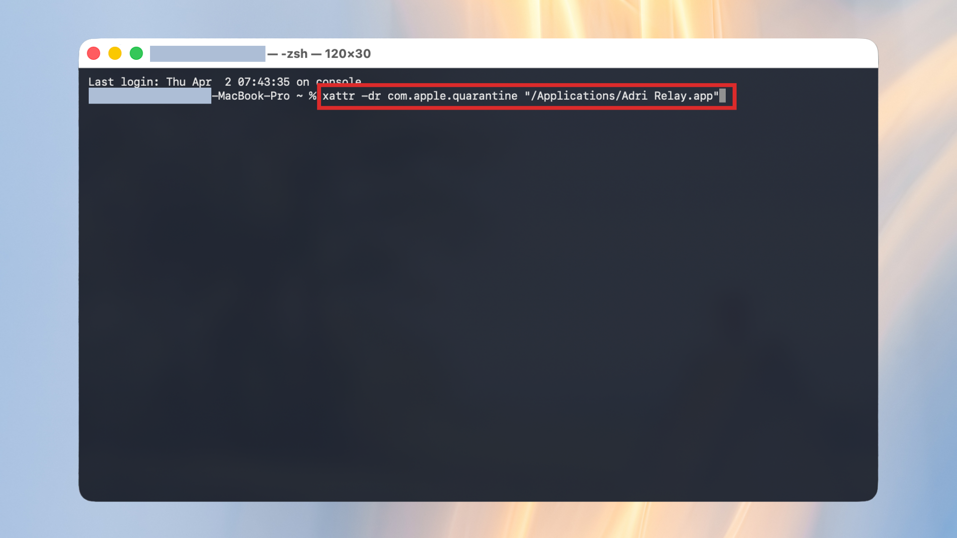 Run this command on macOS if needed