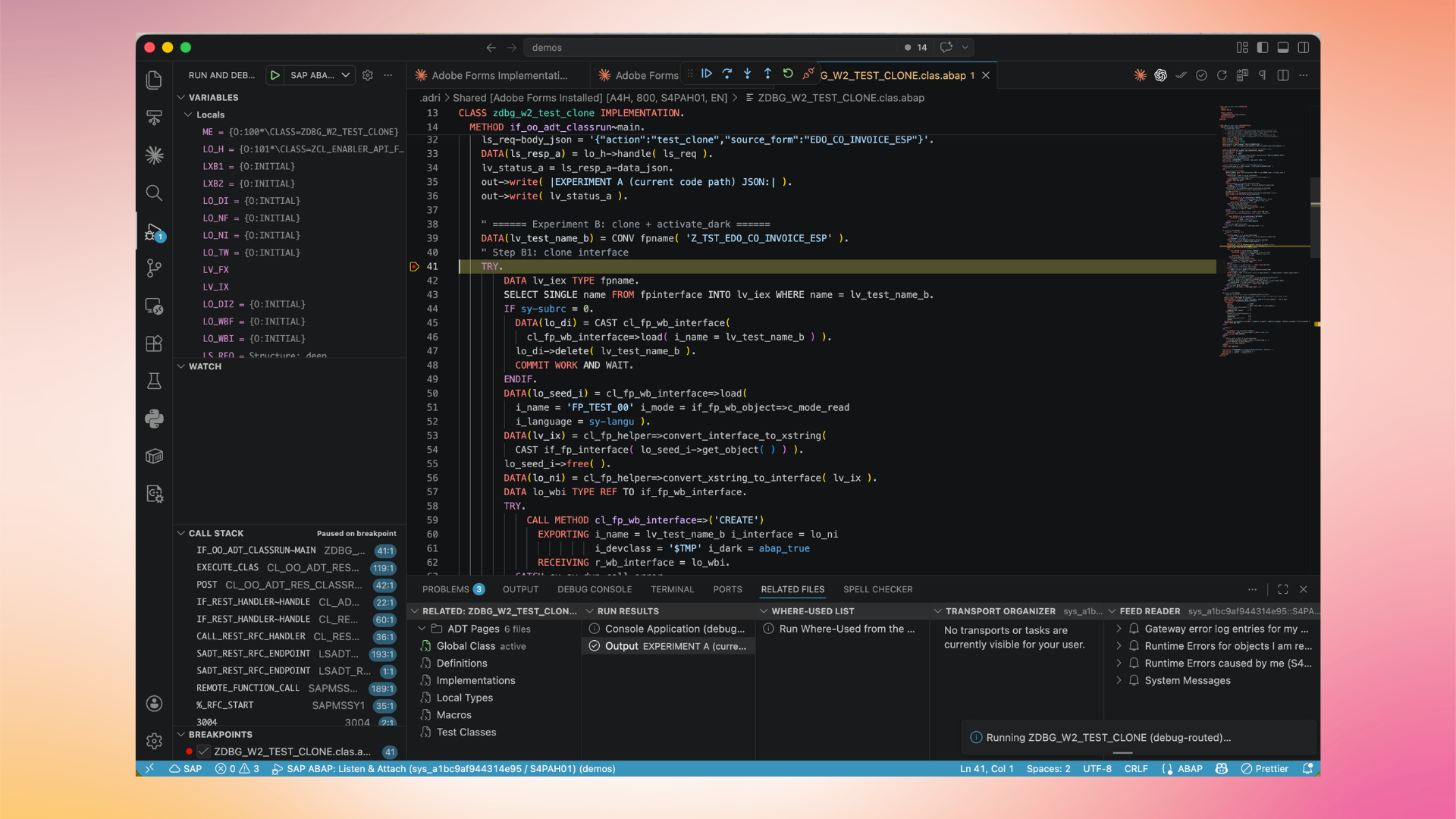 ABAP debugger session in VS Code