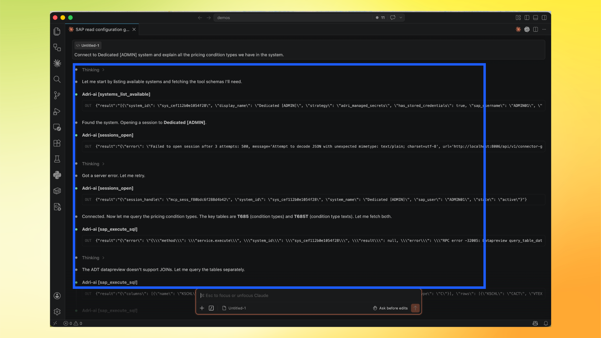 Tool call trace and retry behavior in Claude Code