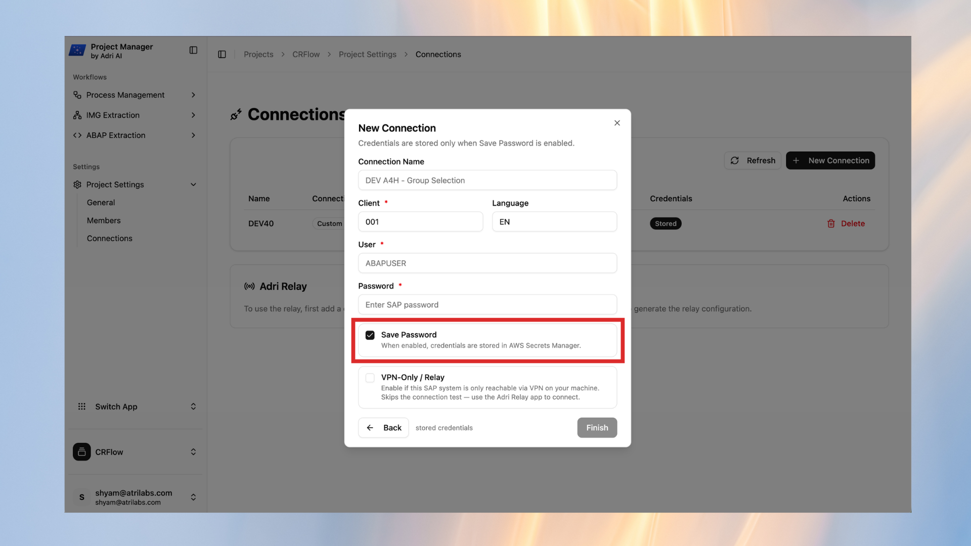 Enable Save Password