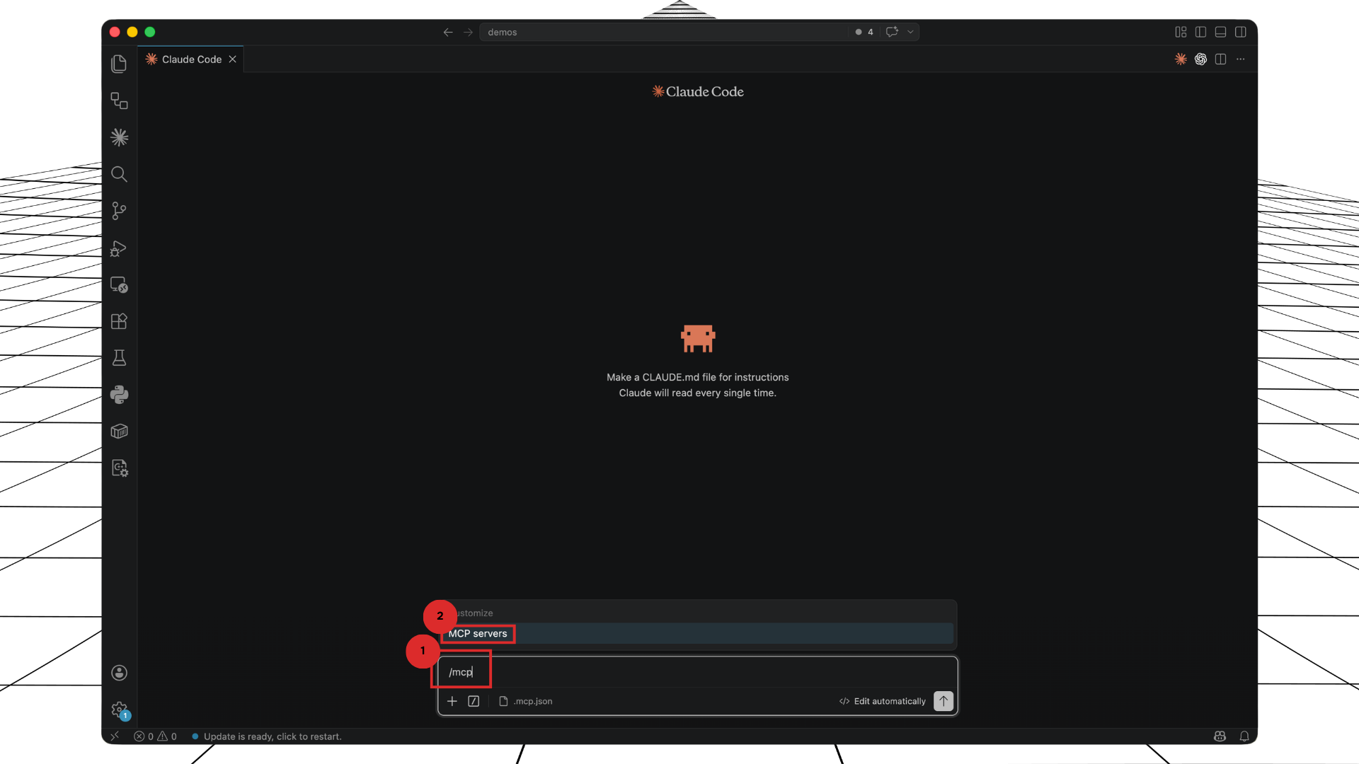 Run /mcp and open MCP servers