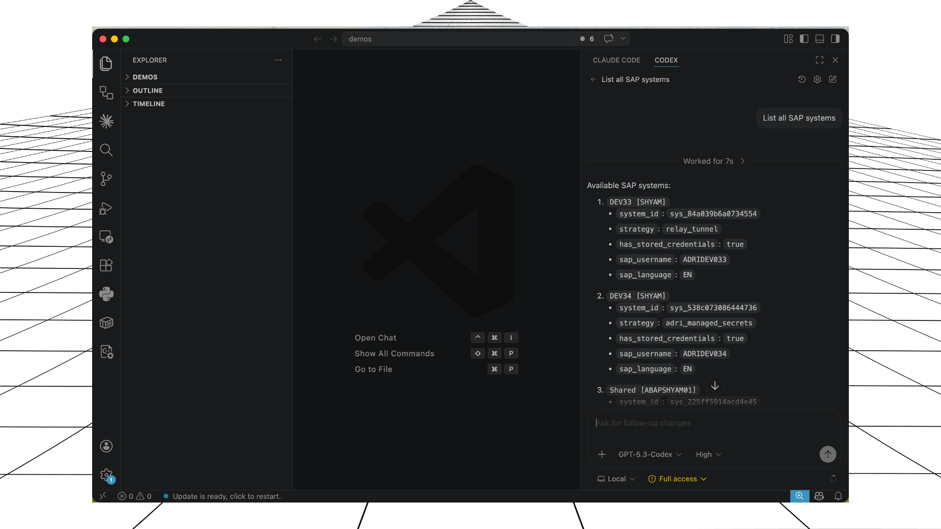 Verify Codex response from Adri MCP tools
