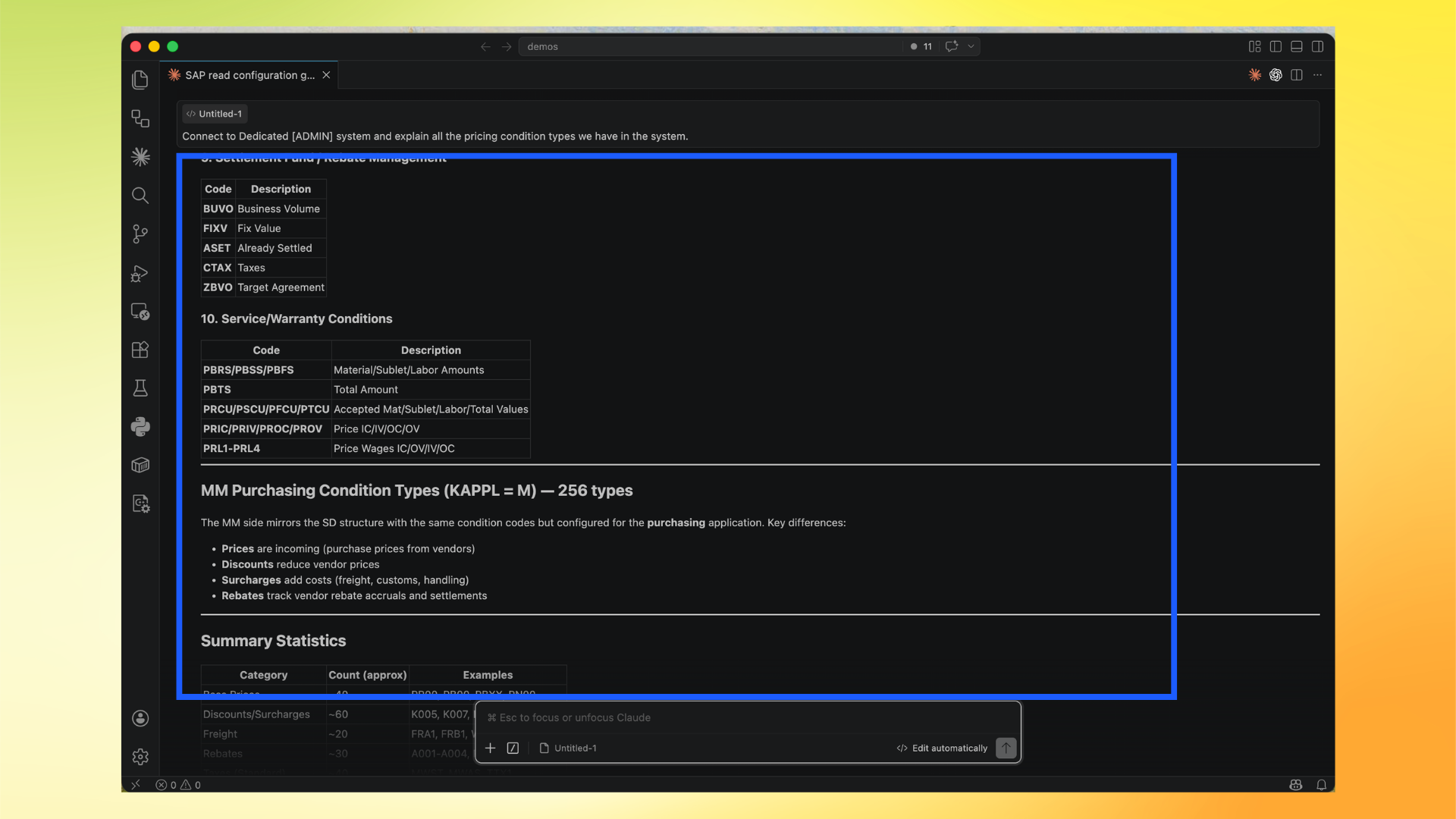 MM purchasing condition section