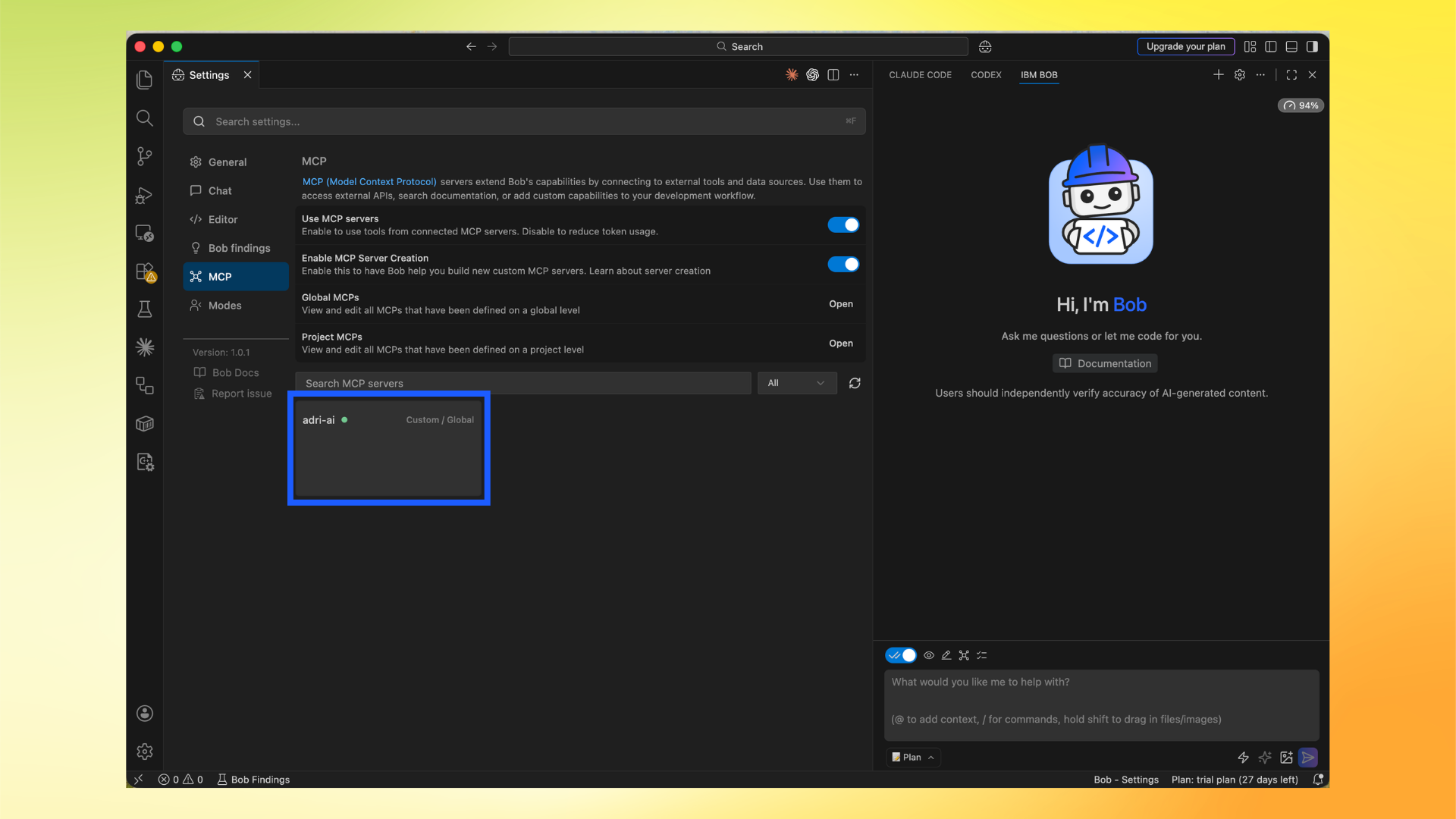 Verify adri-ai appears in MCP server list