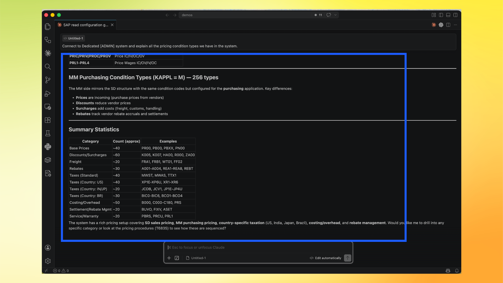Summary statistics at the end