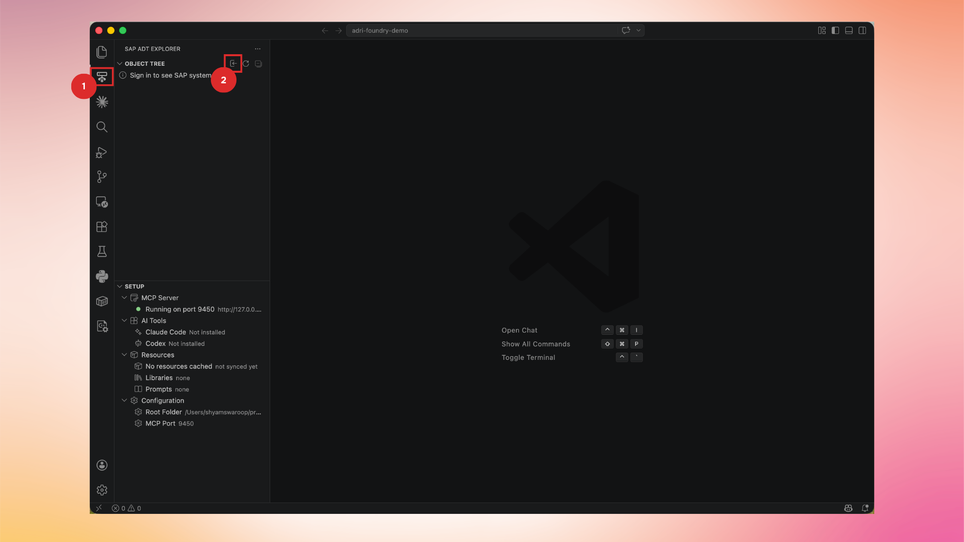 Click Sign In in the SAP ADT Explorer