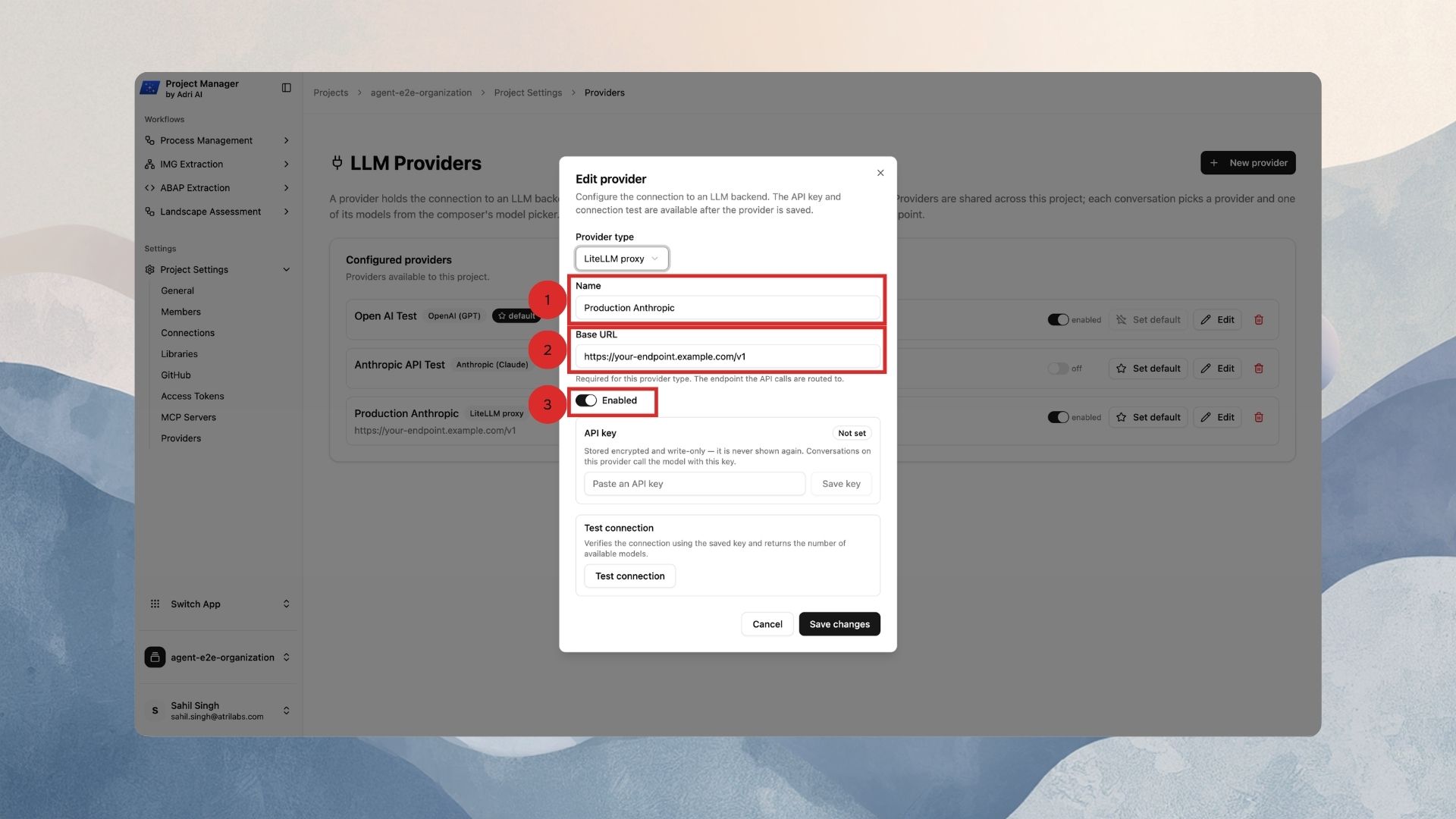 The Edit provider dialog