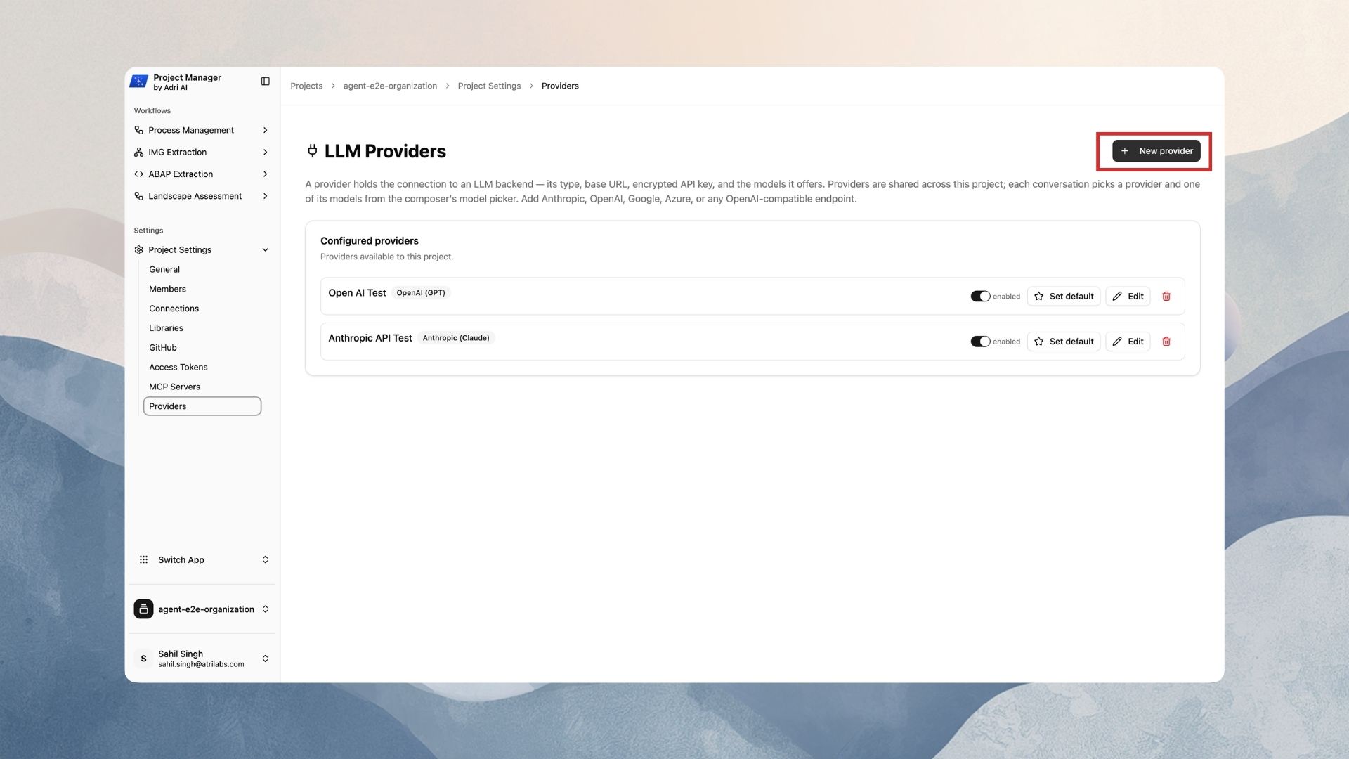 Click New provider