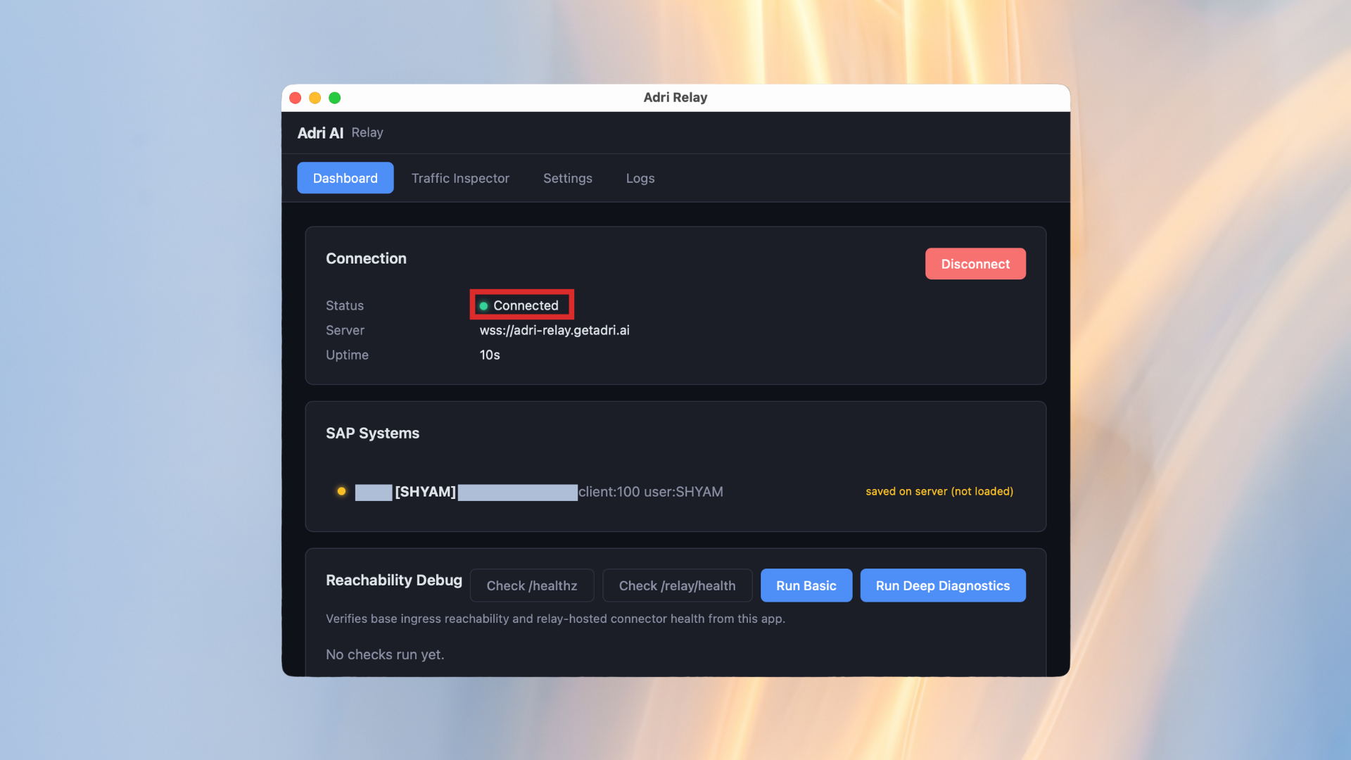 Verify Connected status